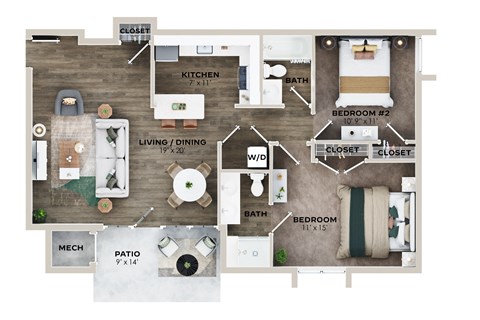 2 bed 2 bath A at Shenandoah Station Apartments, Virginia
